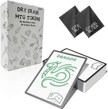 Dry Erase MTG Tokens Set of 50 Cards with 2pcs Erasers, Reversible Reusable...