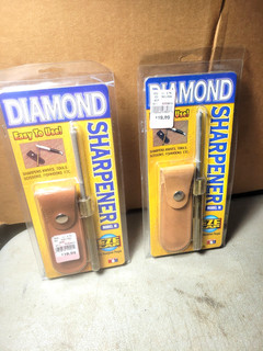 2 varillas de afilador de diamante EZE sin usar con fundas EE. UU. 1 afilador de cuchillo abierto