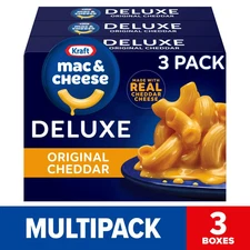 Kraft Deluxe Original Cheddar Mac N Cheese Macaroni and Cheese Dinner, 3 ct Pack