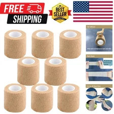 Self Adhesive Bandage Wrap,2 Inch Athletic Tape Breathable Elastic Brown Cohe...