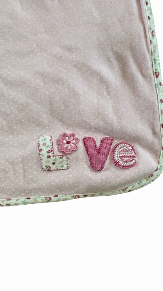 复古 Carter's 粉色花卉爱情毯 婴儿 心形 棉襁褓 Lovey — 第 4/4 张图片