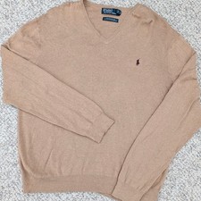 Vintage 90s Polo Ralph Lauren V-Neck Jumper Pullover Classic Style Size XL Pima