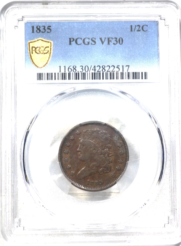 1835 Classic Head Half Cent PCGS graded VF 30 - Image 3 of 4