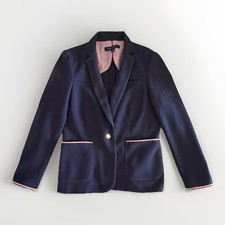 TOMMY HILFIGER Womens 12 Navy Blazer Jacket Old Money Preppy Coastal