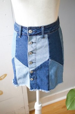 American Eagle Hi-Rise Festival Mini Denim Patchwork Jean Skirt Women s 00
