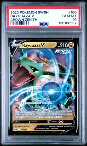 2023 Pokemon Sword & Shield SWSH Rayquaza V Crown Zenith #100 PSA 10 Gem Mint