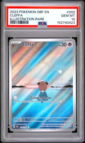 2023 POKEMON OBF EN-OBSIDIAN FLAMES ILLUSTRATION RARE #202 CLEFFA PSA 10