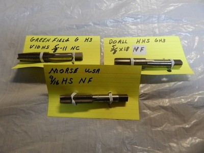 1 LOT OF 3 thread taps,5/8''NF, 5/8' NC, 9/16''NF, SEE DESCRIPTION  (NEVER USED)