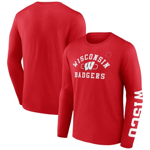 Herren Fanatics rot Wisconsin Badgers Modern Arch 2-Hit Langarm T-Shirt