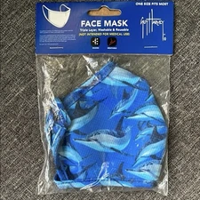 GUY HARVEY Blue Dolphin Face Mask Washable Reusable NWT