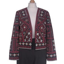 ZARA DONNA Giacca Boho Multi Azteca Perline Aperto Frontale Blazer Cropped Taglia S