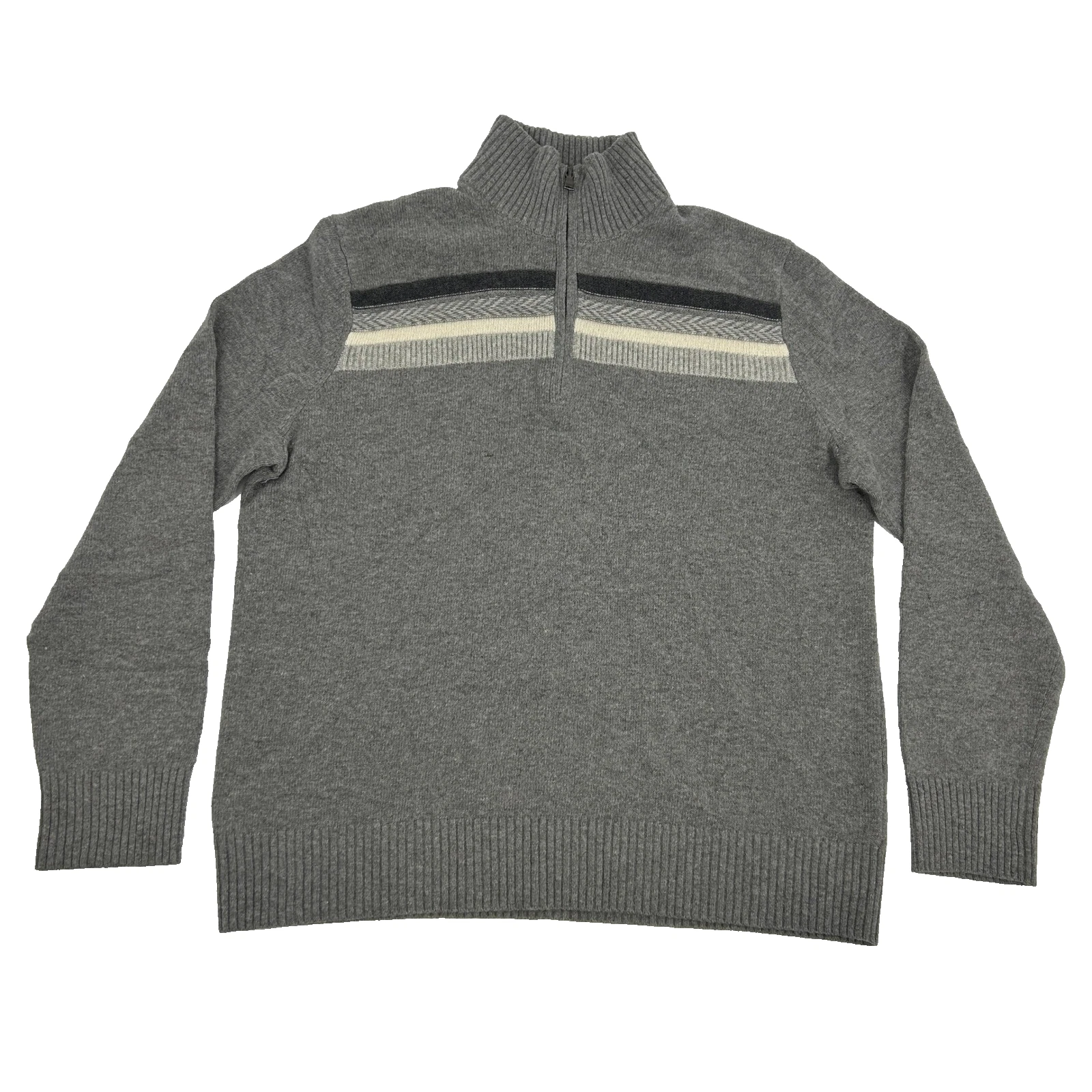 Banana Republic Sweater Mens XL Gray 1/4 Zip Wool Blend Italian Yarn