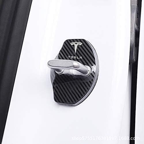 Tesdrive 4-Pack housse de serrure de porte pour Tesla Model 3 & Model Y - Carbone - Photo 1/3