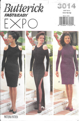 Uncut Butterick Sewing Pattern 3014 Close-Fitting Tapered Dress Size: 6-8-10-12