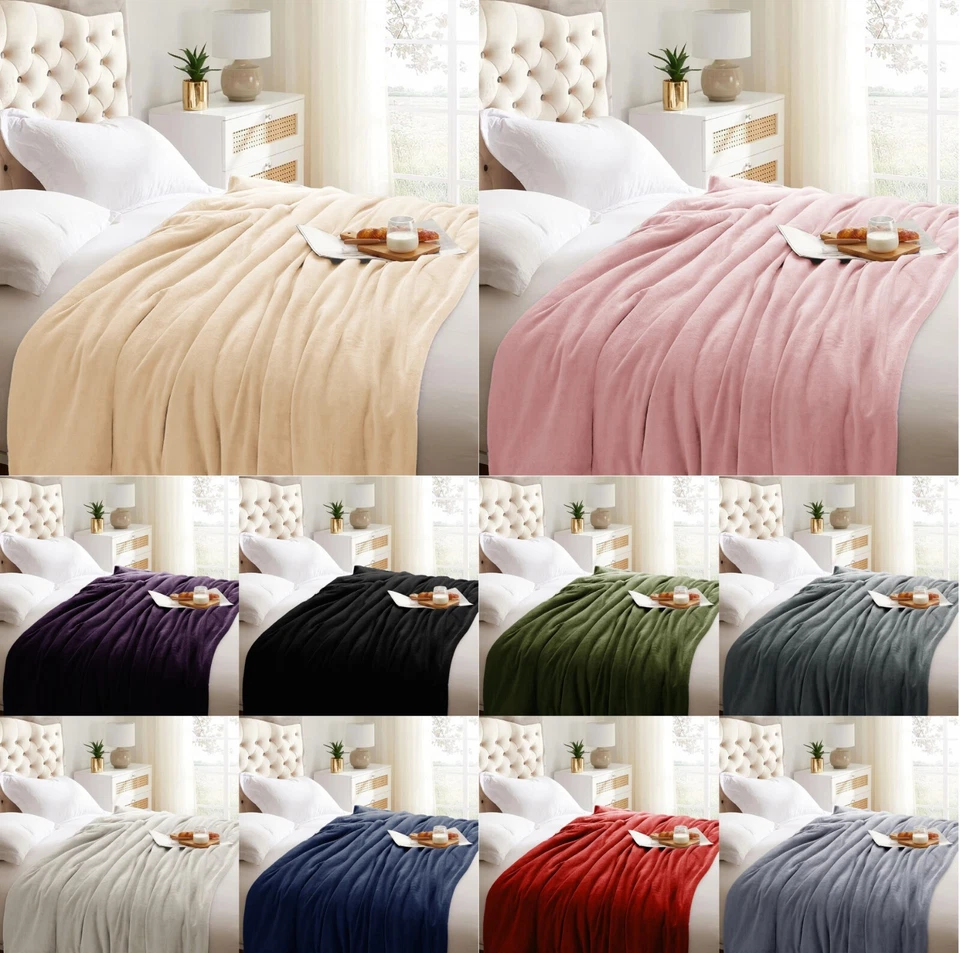 Super Soft Fleece Blanket Sofa Bed Throw Large Faux Fur Reversible Travel Throw - Image 2 of 2