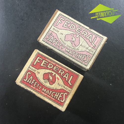 2x EARLY VINTAGE FEDERAL SAFTEY MATCHBOXES WITH LABLES MATCHES MADE IN