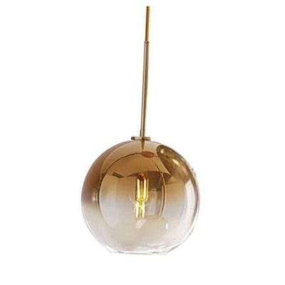 Gradient Color Glass Pendant Light,Modern Glass Hanging Light 20cm Gold