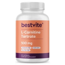 L-Carnitine Tartrate 500mg (120 Capsules) - No Stearates - Non GMO - Gluten Free