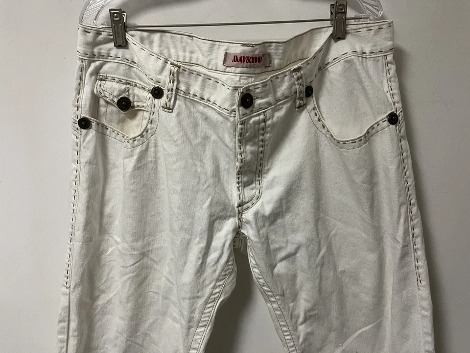 Pantalones de mezclilla de diseñador MONDO para hombre talla 38x34 color blanco/crema Foto 2 de 4