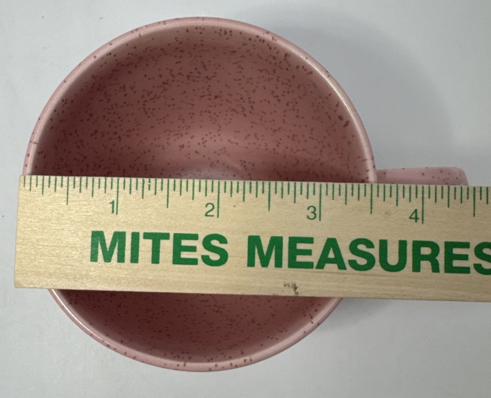 Vintage Metlox Vernon Ware "Tickled Pink" Speckled Cup & Saucer Retro Atomic MCM