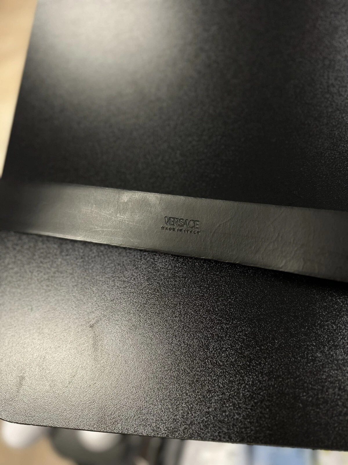 Cintura in pelle da uomo nera oro Versace Medusa Biggie taglia 80 32