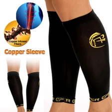 Copper Leg Calf Support Brace Stretch Sleeve Compression Sock Sports Pain Relief