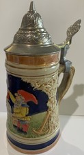 GOEBEL BEER STEIN WITH GNOME AND TRAIN~ WEST GERMANY~ 6.75? TALL
