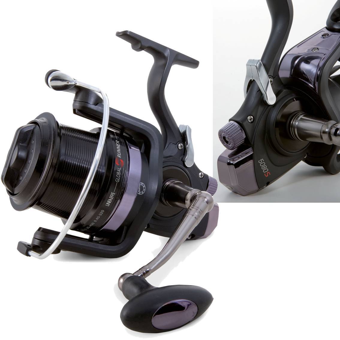 x Global Runner 6+1BB Big Pit Large Carp Fishing Reel B-Drag
