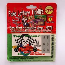 Gag Fake Lottery Tickets Pack of 3 Phony Scratchers Prank Surprise Joke Birthday