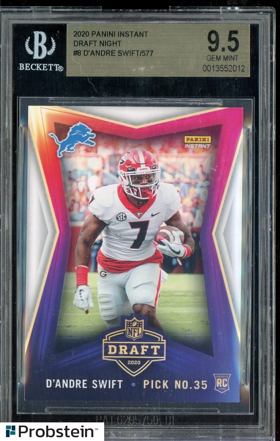 D'Andre Swift Panini Instant Draft Night #8 Base
