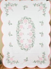 ELEGANT Vintage 40's Rose Wreath Antique Quilt Nice Hand Quilting 