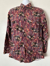 Vintage USA Wrangler Western Shirt Mens XL16/34 XLong Tales Horse Roping Scenery