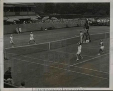 1936 Press Photo Seabright tennis Herotin & Andrus vs Van Ryn, Babcock