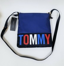 NEW TOMMY HILFIGER BLUE+BLACK STRIPED,RED+BLUE+WHITE LOGO NYLON CROSSBODY,BAG