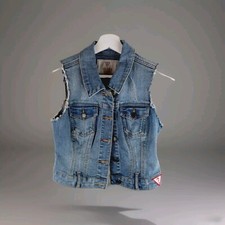 Vintage Guess Los Angeles denim trucker Biker vest Women Size S USA made