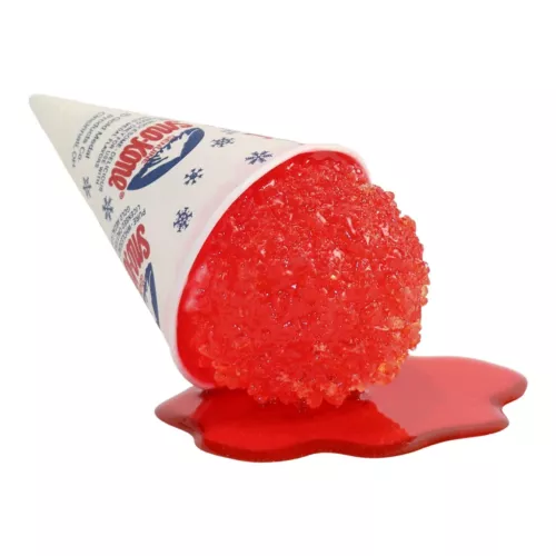 Display Fake Food Prop Spilled Red Snow Cone Real Shaved Ice Details