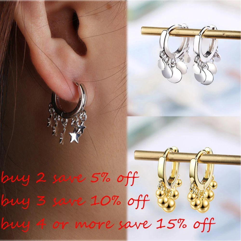 Star dangle hoop earrings deals