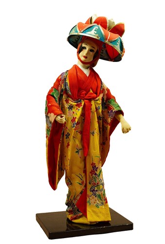 Japanese Shunga Art Vtg Handpainted Silk Koto String Instrument