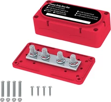 Heavy Duty Bus Bar 300A 12V Power Distribution Block with 3/8" (M10) 4-Posts Ter