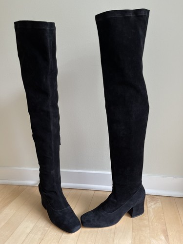Dorateymur Women's Sybil Leek Black Suede OTK Boots - 第 5/8 張圖片