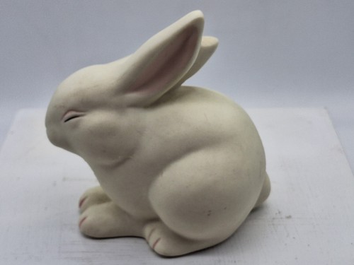 2 Dept. 56 White Rabbit Figurine Pink Ears Easter Spring Bisque 4 Inch Taiwan - Picture 7 of 12