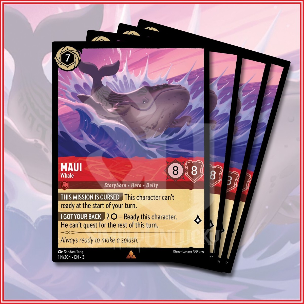 Disney Lorcana TCG: MAUI - WHALE x4 Rare Into The Inklands 114/204