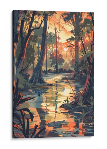 Abstract Sunset Forest Canvas Art Print, Nature Home Decor Wall Art | eBay