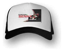 AYRTON SENNA - F1 - Black White TRUCKER HAT - Curved Visor - M3 - NEW