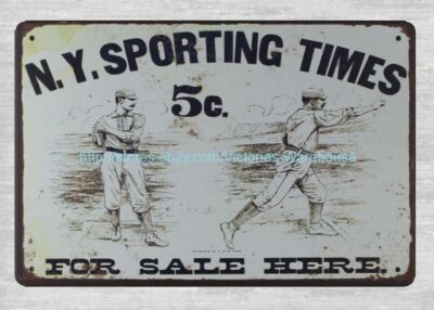 N.Y. Sporting Times For Sale Here. metal tin sign lodge cafe art