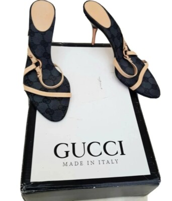 Gucci Authentic Damen Absatz Riemchen Pantoletten Sandalen Gr. Eur36,5 UK 3,5 oder 4