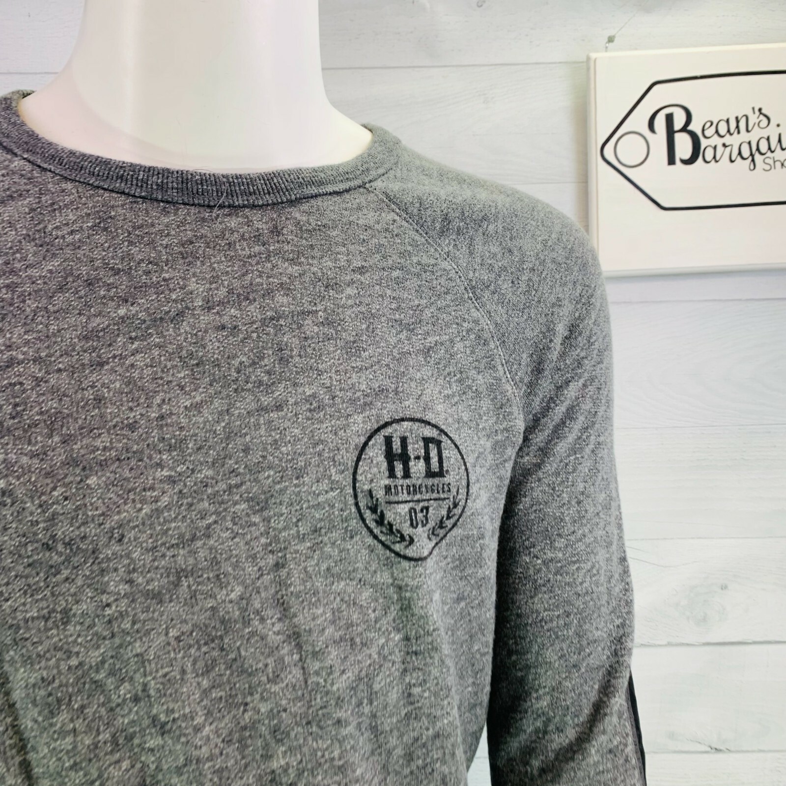 Harley Davidson Mens Sweatshirt Elbow Patch Cotton Te… Gem