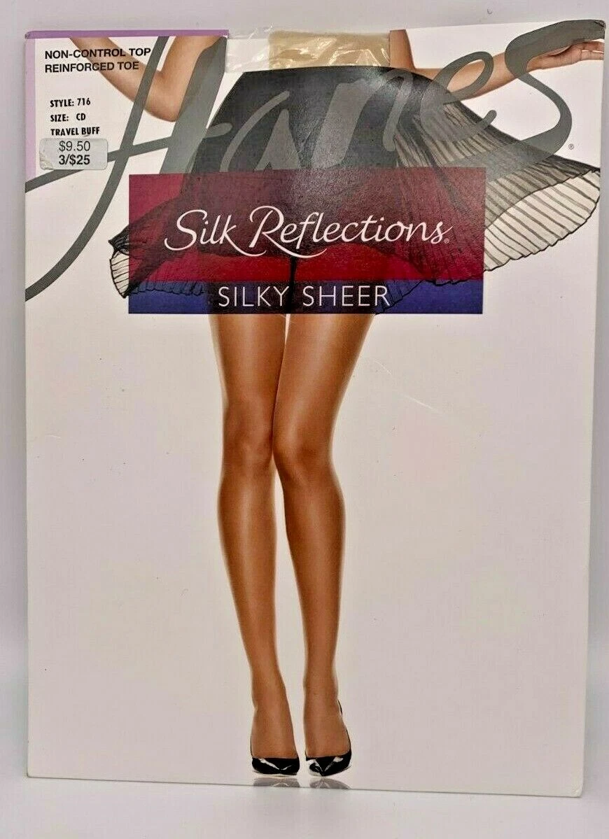 1 pr Hanes Silk Reflections Silky Sheer Pantyhose - Size CD - Travel Buff