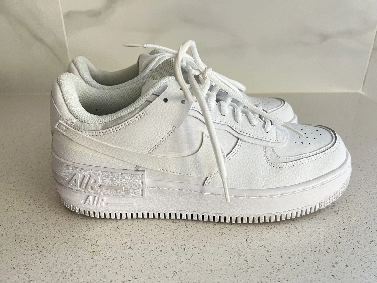 Nike Air Force 1 Shadow Trainers in Triple White