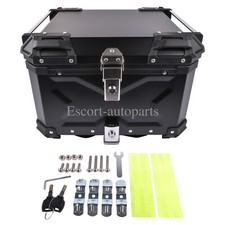 Black 55L Motorcycle Top Box Luggage Storage Case Al Alloy Tail Carrier Trunk